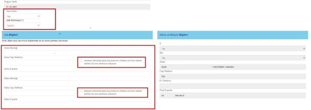 atilim universitesi ogrenci isleri direktorlugu dgs e kayit